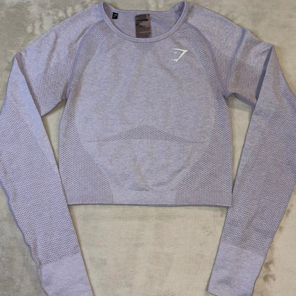 Gymshark Vital Seamless 2.0 Long Sleeve Crop Top Purple Marl Small